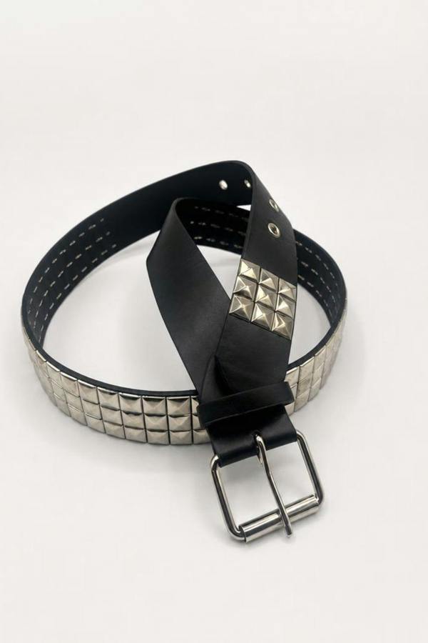 SVNX Black Silver Studded Belt