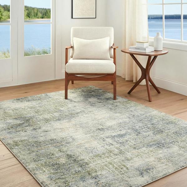 Livabliss Avellino-Abstract Green Grey Beige Modern Marble High Pile Rug