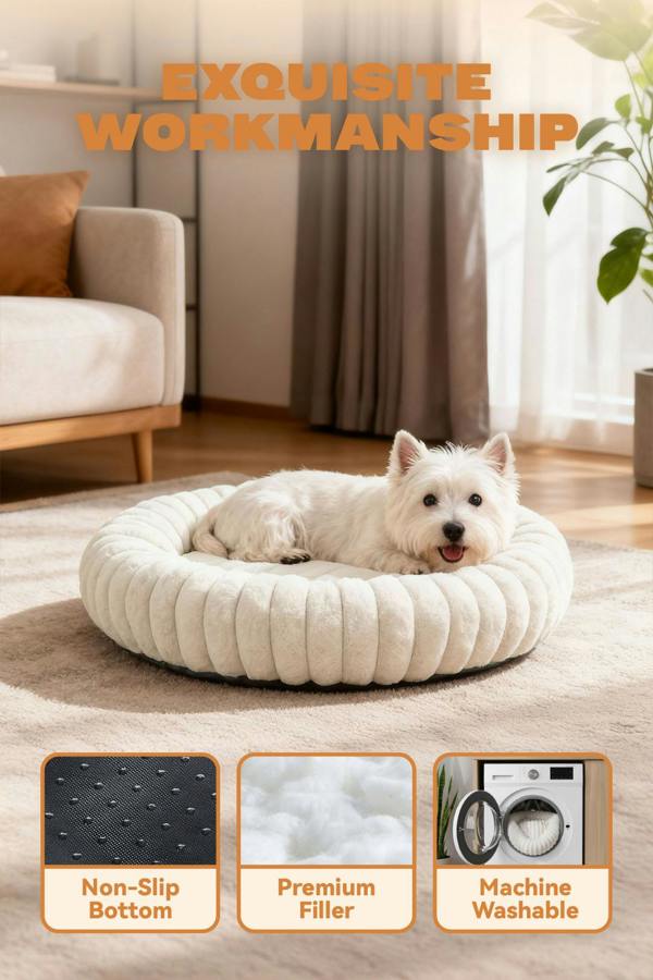 Living and Home Warm & Cosy White Round Pet Bed