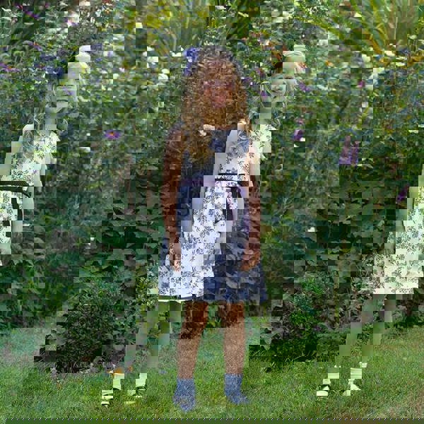 Rachel Riley Navy Floral Toile Dress