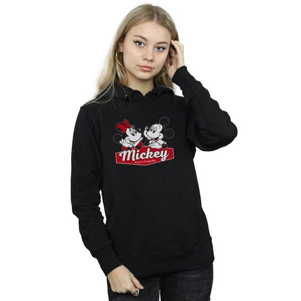 Disney Womens/Ladies Mickie And Minnie 90 Years Hoodie - Black