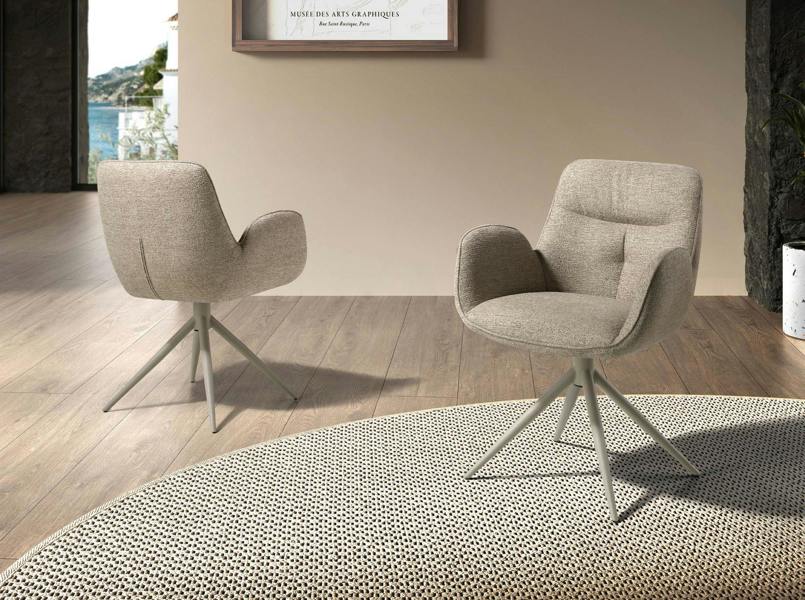 Angel Cerdá Swivel Chair in Beige Fabric 4200