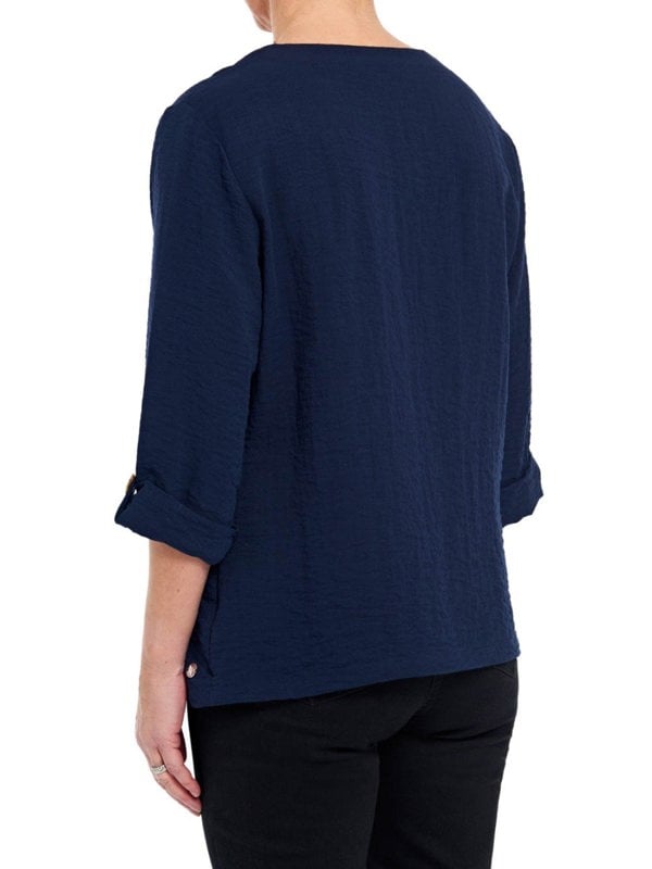 PennyPlain Asymmetric Hem Top - French Navy