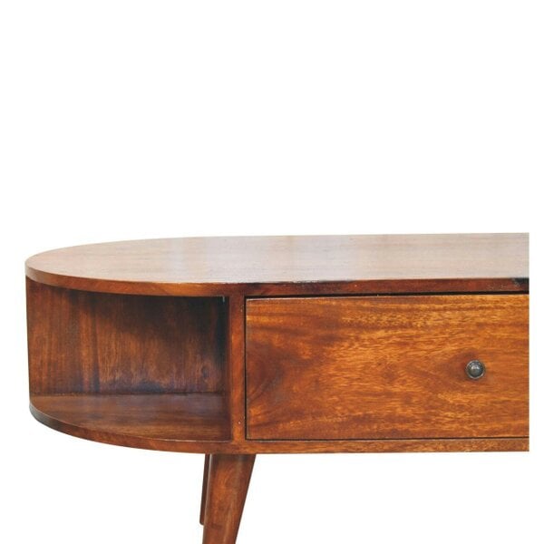 Artisan Furniture Solid Wood Chestnut Oval Coffee Table with 2 Drawers, Brown