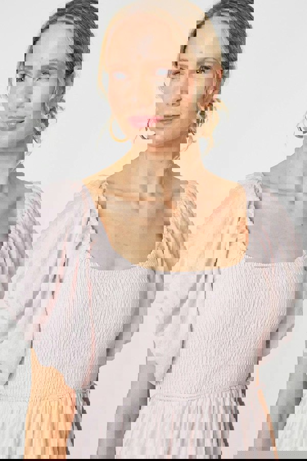 Pink | Puff 1/2 Sleeve Knee Length Dress