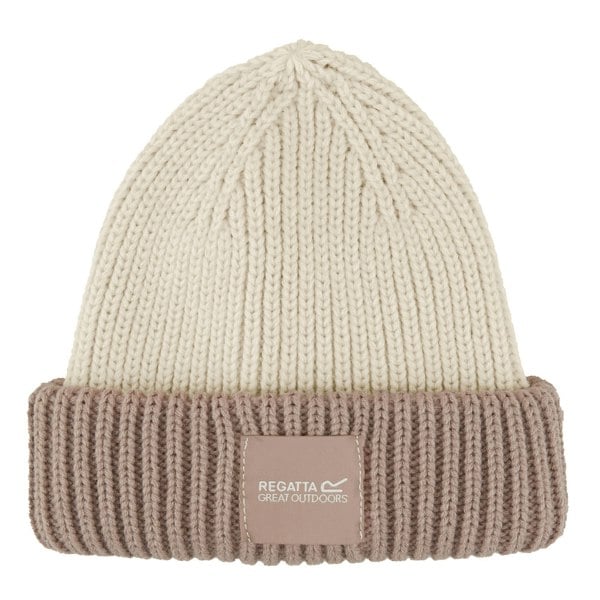 Regatta Childrens/Kids Connora Fisherman Logo Beanie - Light Vanilla/Warm Taupe