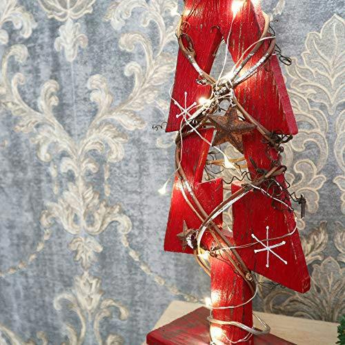30cm Red Tree Wooden LED Tree Tabletop Centrepiece Christmas Holiday Home decoration with 20 Warm white LEDs Green Tree image 6