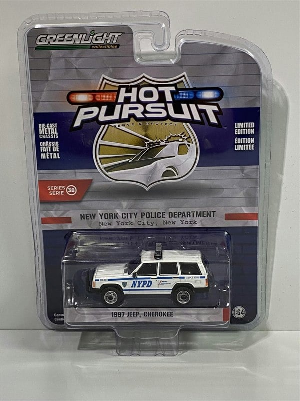 1997 jeep cherokee new york city police 1:64 greenlight 42960c