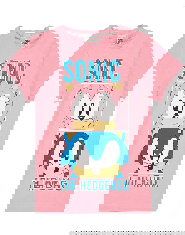 Sonic the Hedgehog Girls Pink Multi-Character Placement & All-Over Print Short Sleeve Long Leg Pyjama Set