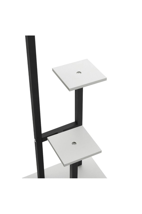 Living and Home 3-Tier Wooden Plant Stand with White Shelves & Black Frame for Balcony, Garden, Living Room – Pot & Decor Organiser