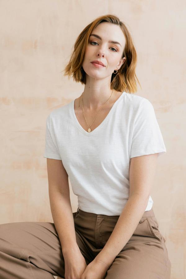 Victoria Organic Cotton V-Neck T-Shirt White