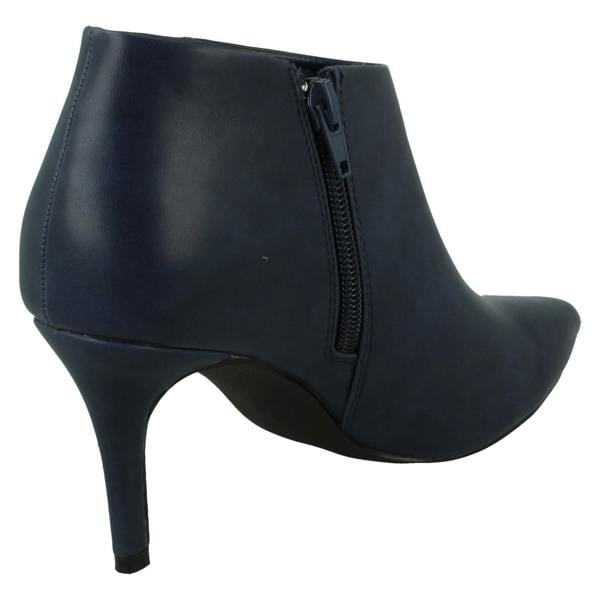 Spot On Ladies Spot On High Heel Low Cut Ankle Boot with Metal Heel Trim F51229