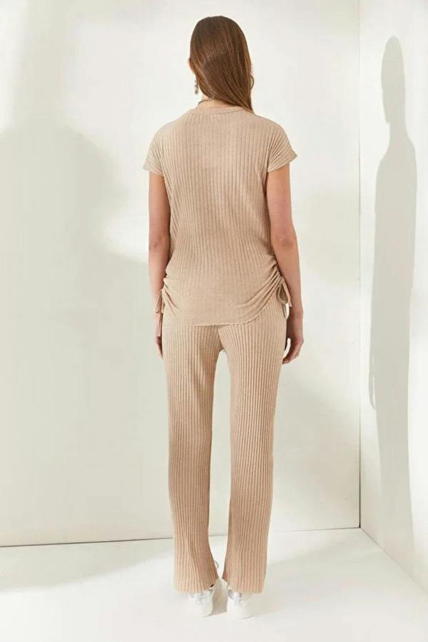 Hoxton Gal 2-Piece Set – Side-Ruched Blouse and Palazzo Pants