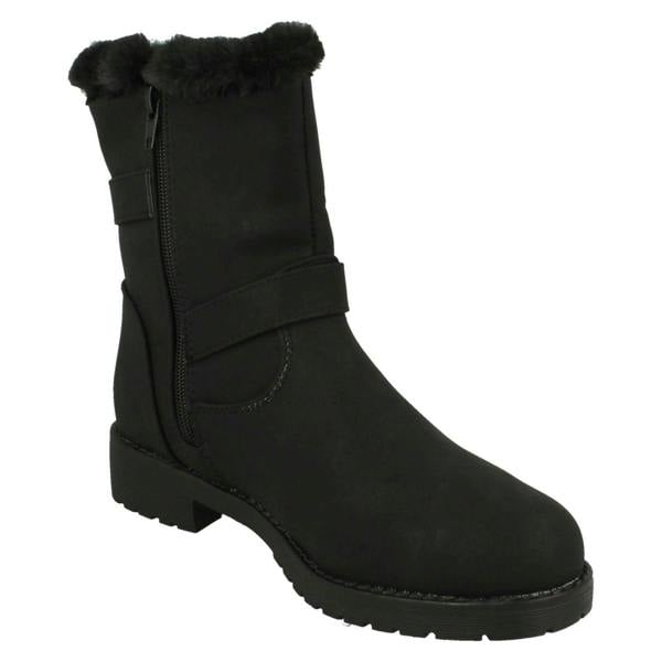 Spot On Ladies Spot On Buckle Detailed Ankle Boots F4451