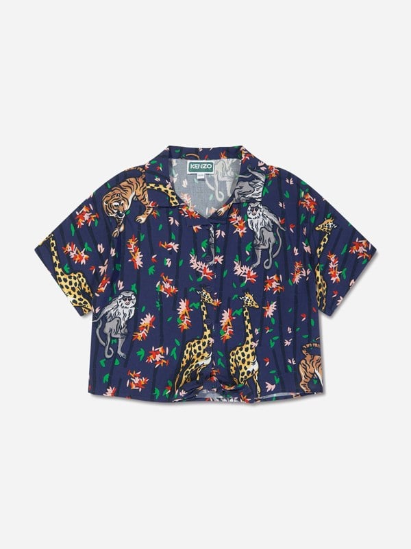 KENZO KIDS KENZO Girls Short Sleeve Shirt in Blue