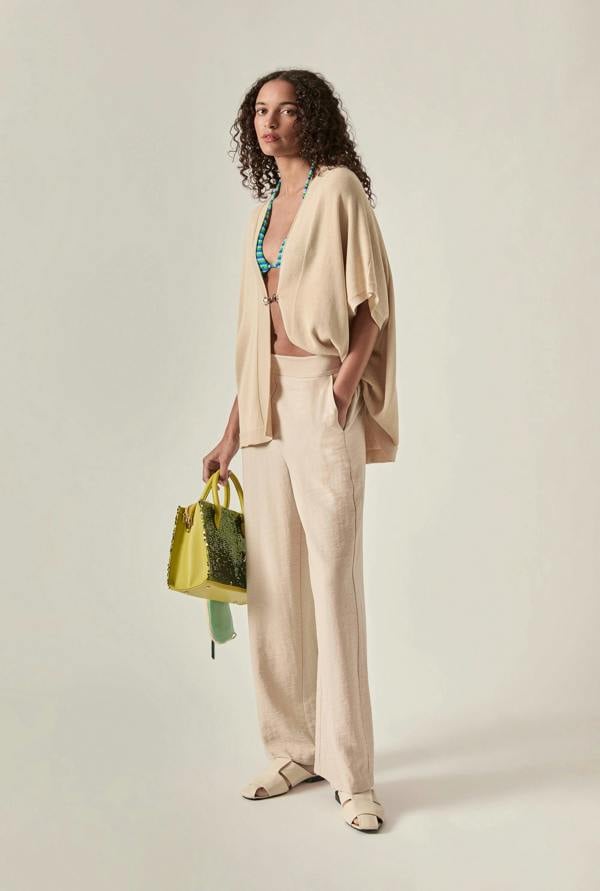 James Lakeland Relaxed Clasp Front Cover-Up - Beige