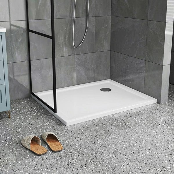 2ft/3ft White Acrylic Shower Tray with Drain Shower Trays Living and Home