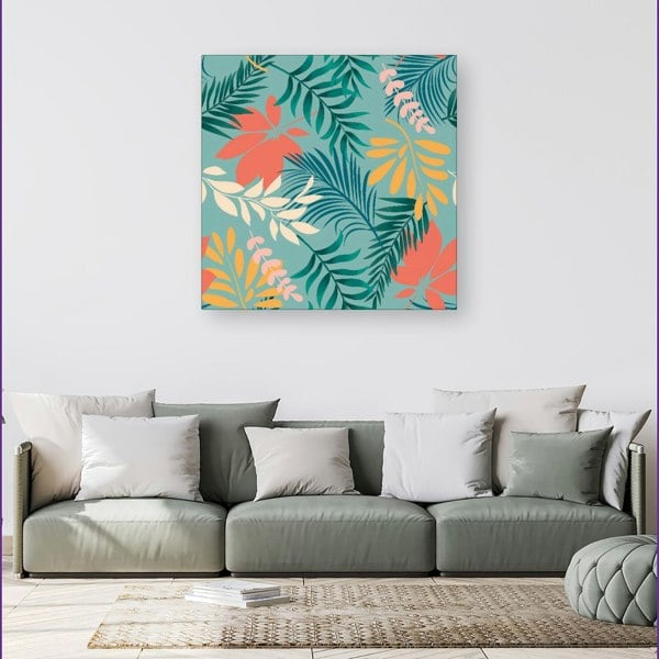 Warren Reed Abstract Bright Colorful Tropical Leaves Canvas