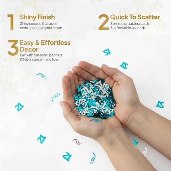 Blue & Silver Metallic Confetti Pack for 21st Birthday Table Decorations, 1 to 4 Pack Options image 5