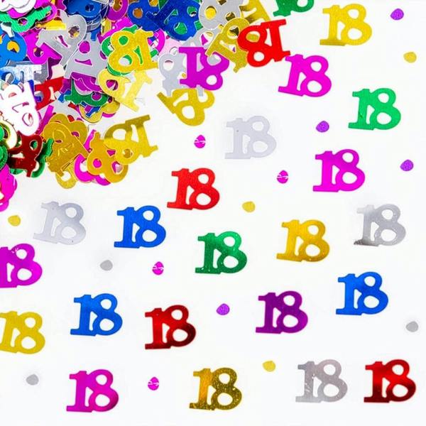 18th Birthday Multicolour Metallic Confetti Decoration Pack for Party Tables and Displays image 2