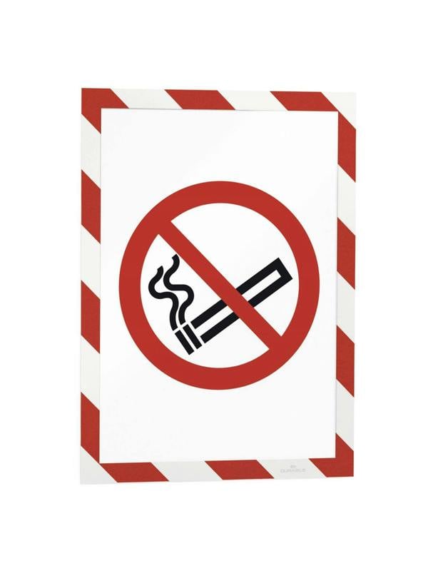 Durable DURAFRAME Magnetic Signage Hazard Frame | 5 Pack | A4 Red & White