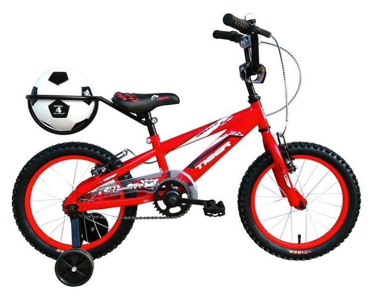 Tiger Gerald Boys Bike with Stabilisers and Football Carrier - 12" Wheel