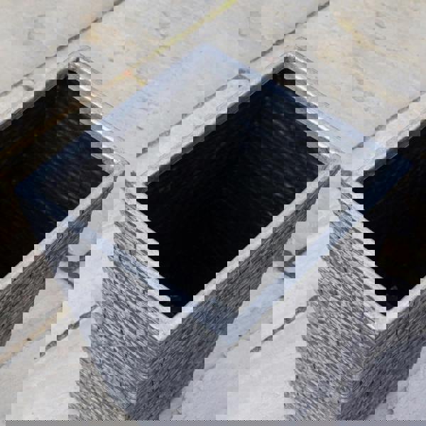 Samuel Alexander 30cm x 45cm Large Square Plastic Slate Effect Garden Planter in Dark Grey