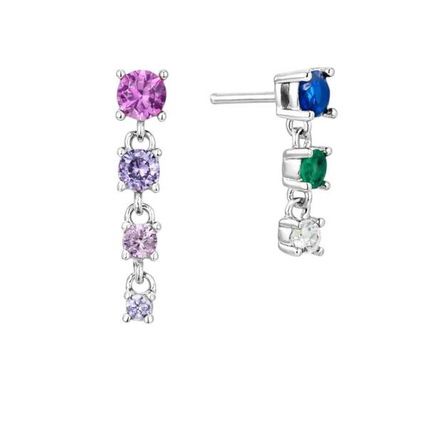 Gold Trip Rainbow Multi Gemstone Asymmetric Earrings