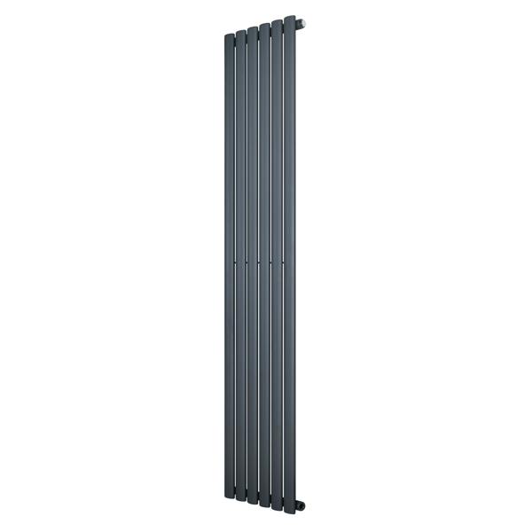 Oval single column radiator in anthracite grey, 1800 x 360mm, featuring a sleek vertical design with smooth, modern lines