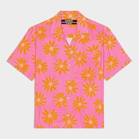 Jacquemus La Chemise Jean Print Orange Pink Flowers
