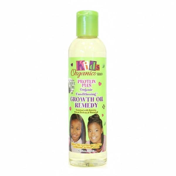 Bottle of Kids Organics Protein Plus Conditioning Growth Oil Remedy on a white background