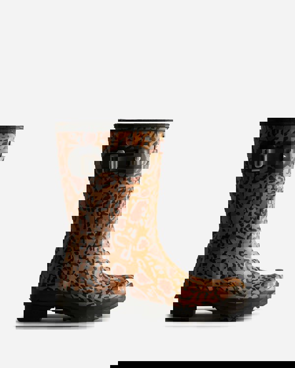 Hunter Womens Original Short Leopard Print Boot - Rich Tan/Saddle/Black