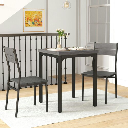 Wyld Haus Bani Wooden Grey Wood Grain 3 Piece Compact Dining Set