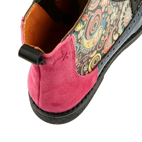 Embassy London Hatter - Navy Pink - Women's higher ankle leather boot with brogue styling