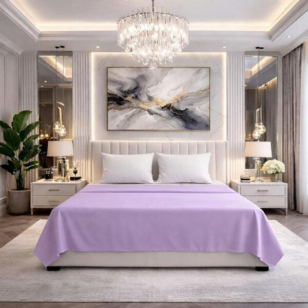 Night Zone 180 Thread Count Percale Flat Sheet – Non Iron Polycotton Bed Linen - Lilac