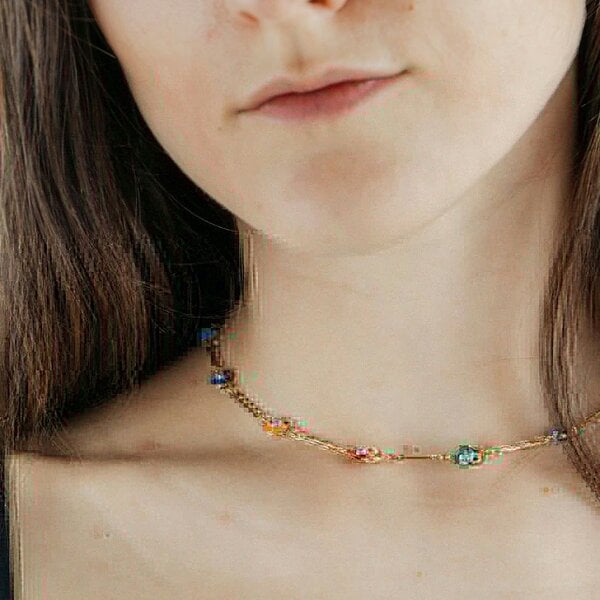 The Colourful Aura Multicolour Gold and Silver Evil Eye Charm Choker Protection Necklace