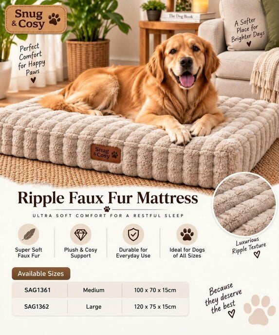 Snug and Cosy Pets Ripple Faux Fur Mattress