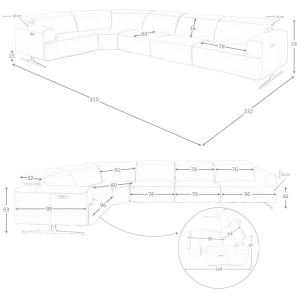 Angel Cerdá Brown leather modular relax corner sofa 6263