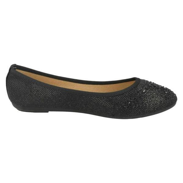 Spot On Ladies Spot On Jewel Trim Vamp Ballerinas