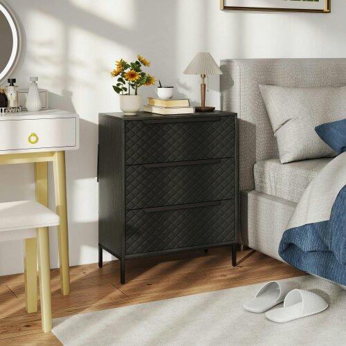 Wyld Haus Salimo Metal Black 3 Fabric Drawer Storage Dresser