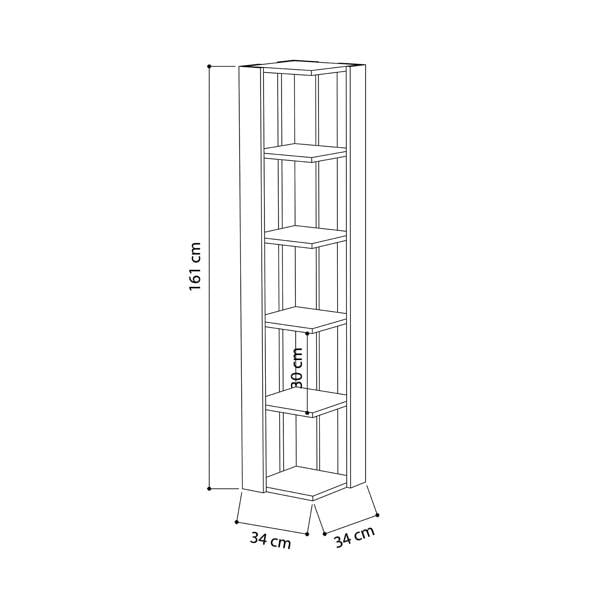 Decortie Nati Tall Corner Bookcase Modern Shelving Unit Space-Saving Storage 161cm