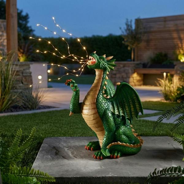 Garden Greatness Drago Breath Solar Dragon Garden Ornament Light