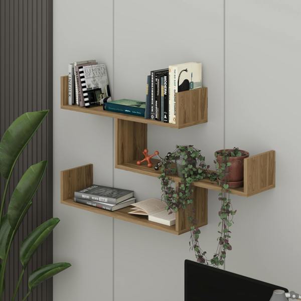 Decortie Modern Tibet Wall Mounted Shelf Floating Bookcase Display Unit 66.5x119x22cm