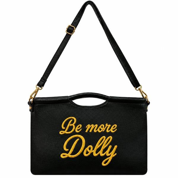 Lilly Loves Be more Dolly Black Vegan Leather Clutch