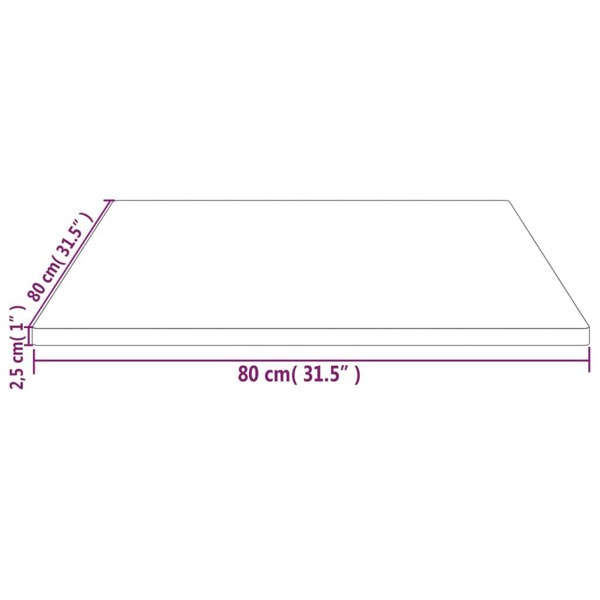 Berkfield Table Top 80x80x2.5 cm Solid Wood Pine Square