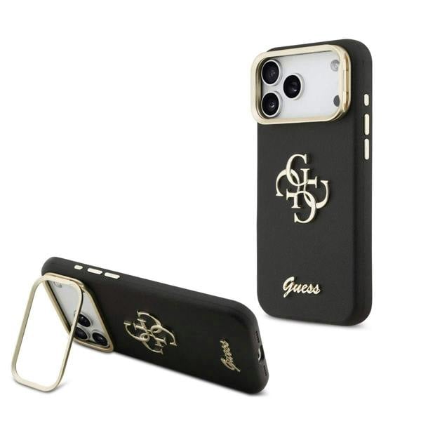 Guess PU Grained 4G Logo Stand Camera Frame Case for iPhone 17 Pro Max 6.9" Brown - GUHCP17XPCS4GSW