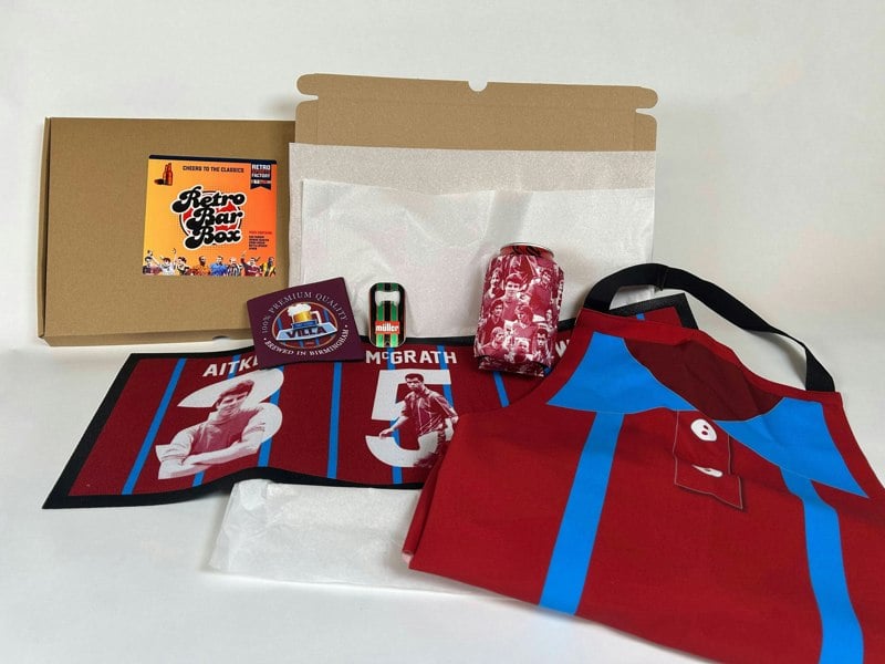 BritishmadeGifts Villa Football Fan  - Retro Bar Box - The Perfect Time Capsule Gift Box for Football Lovers