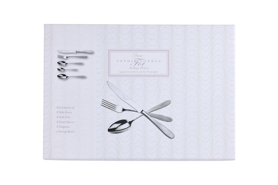 Sophie Conran for Arthur Price 'Dune' Stainless Steel 34 Piece 8 Person Gift Boxed Cutlery Set for Luxury Home Dining