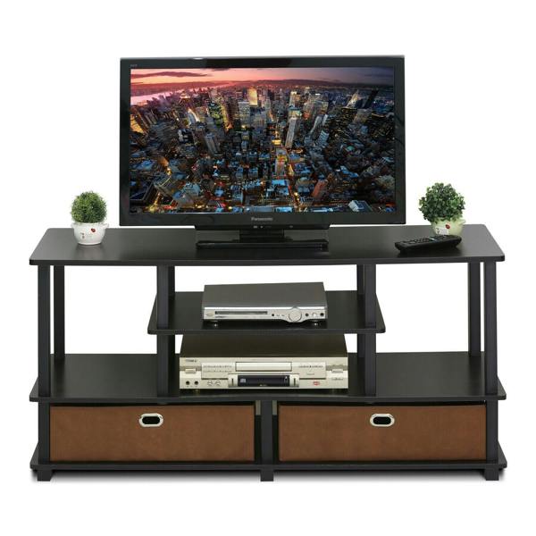 WALPLUS JAYA Large TV Stand for up to | TV Stand Unit for Entertainment Storage and Living Room Setup | 50 Inch TV with Storage Bin, 15119EXBKBR