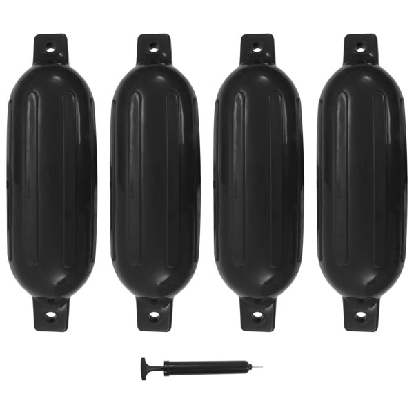 Berkfield Boat Fender 4 pcs Black 58.5x16.5 cm PVC